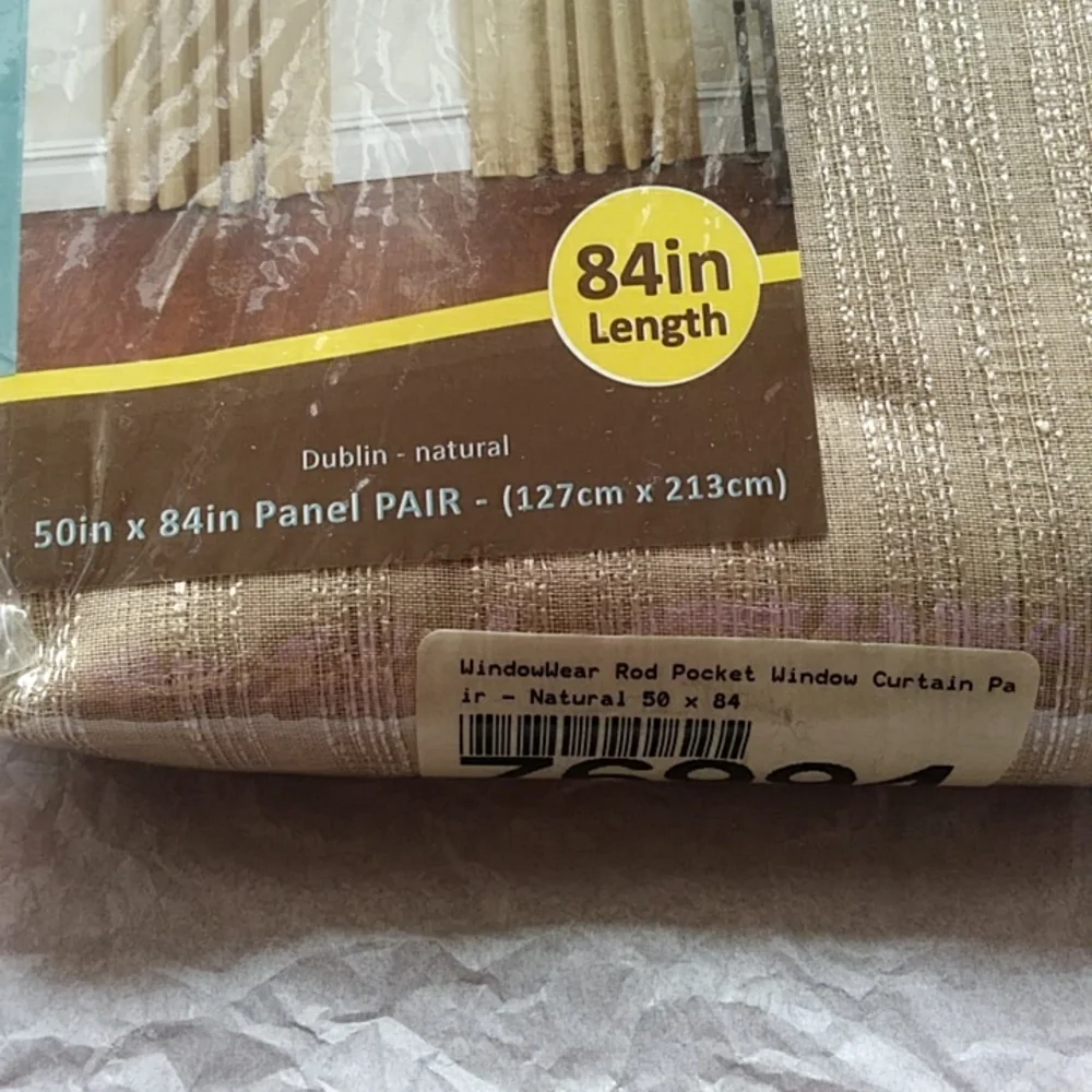 Semi-sheer Rod Pocket Window Curtains PAIR NEW